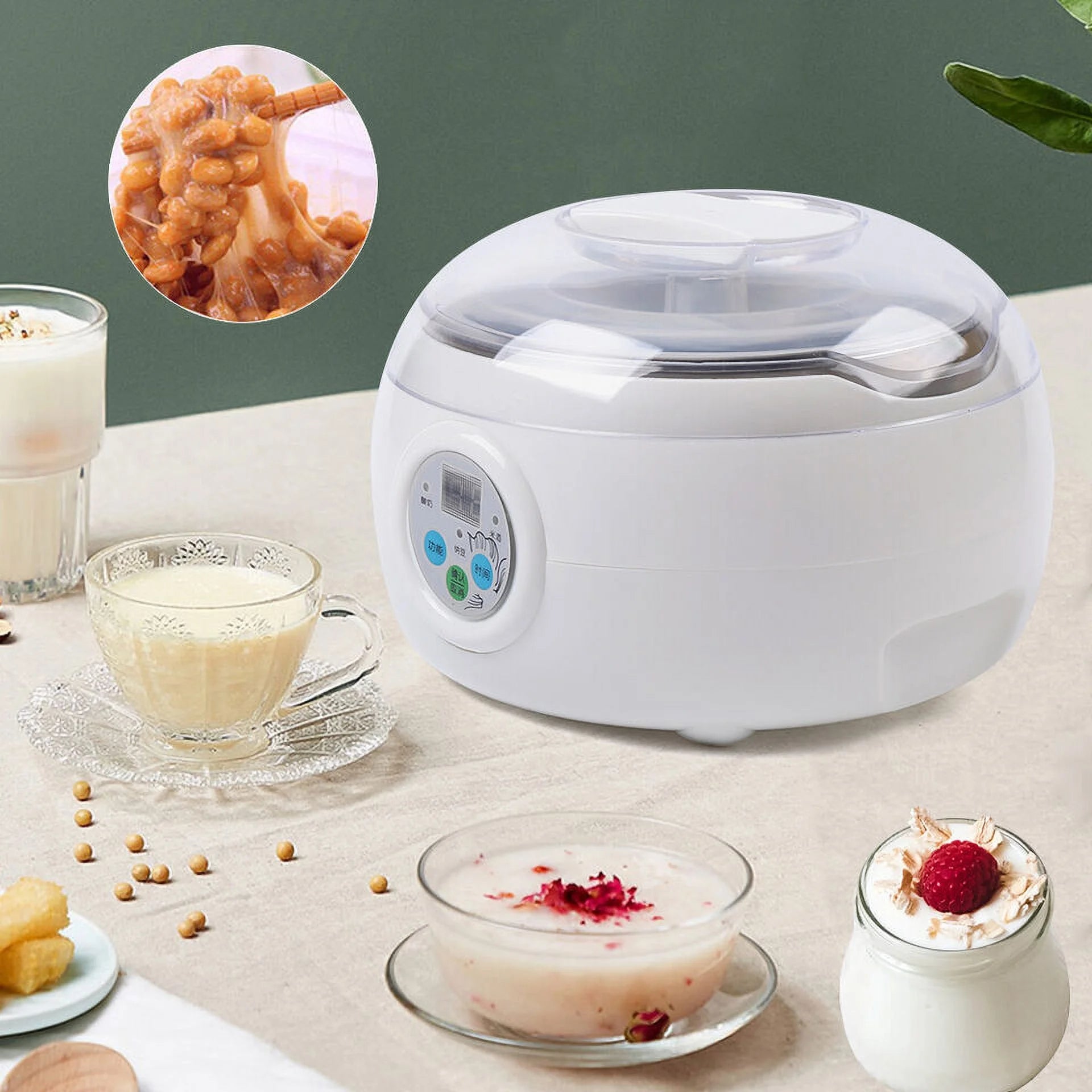 1.5L Yogurt Maker, Stainless Steel Automatic Digital Machine for Yogurt Natto B3267