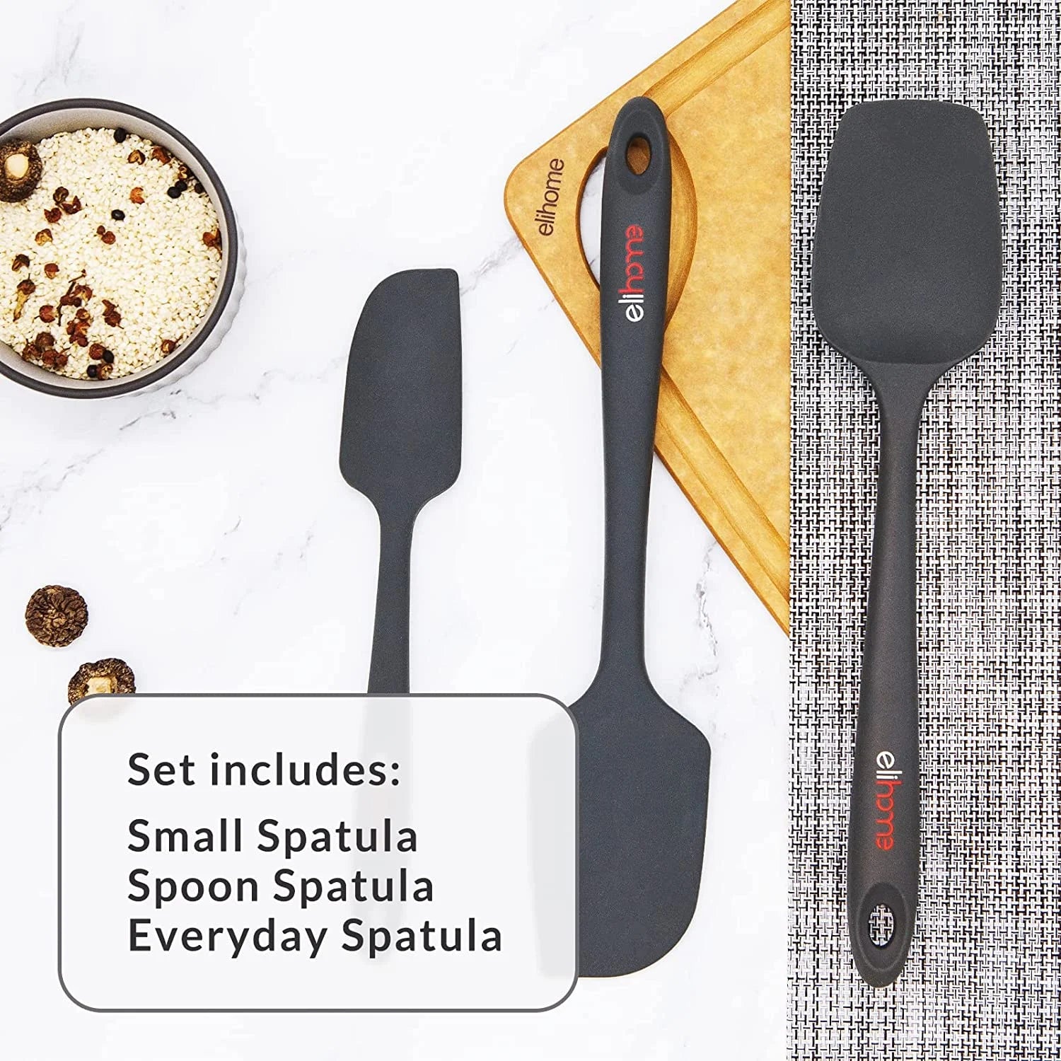 Silicone Spatula Set 3 Piece, Heat Resistant Non Stick Kitchen Scraper for Cooking and Baking Q91309