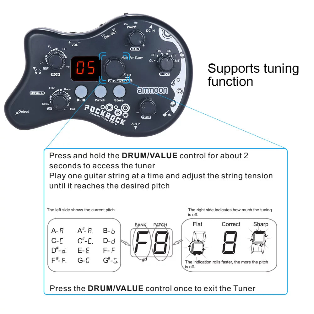 Portable Guitar Multi-effects Processor Effect Pedal E45218