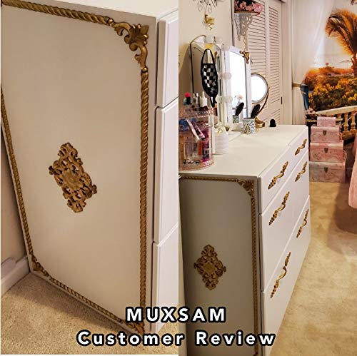 Wood Carved Appliques, 2Pcs Unpainted Wooden Onlays for Furniture Cabinet Door Wall Decor, 15x10.5cm H161