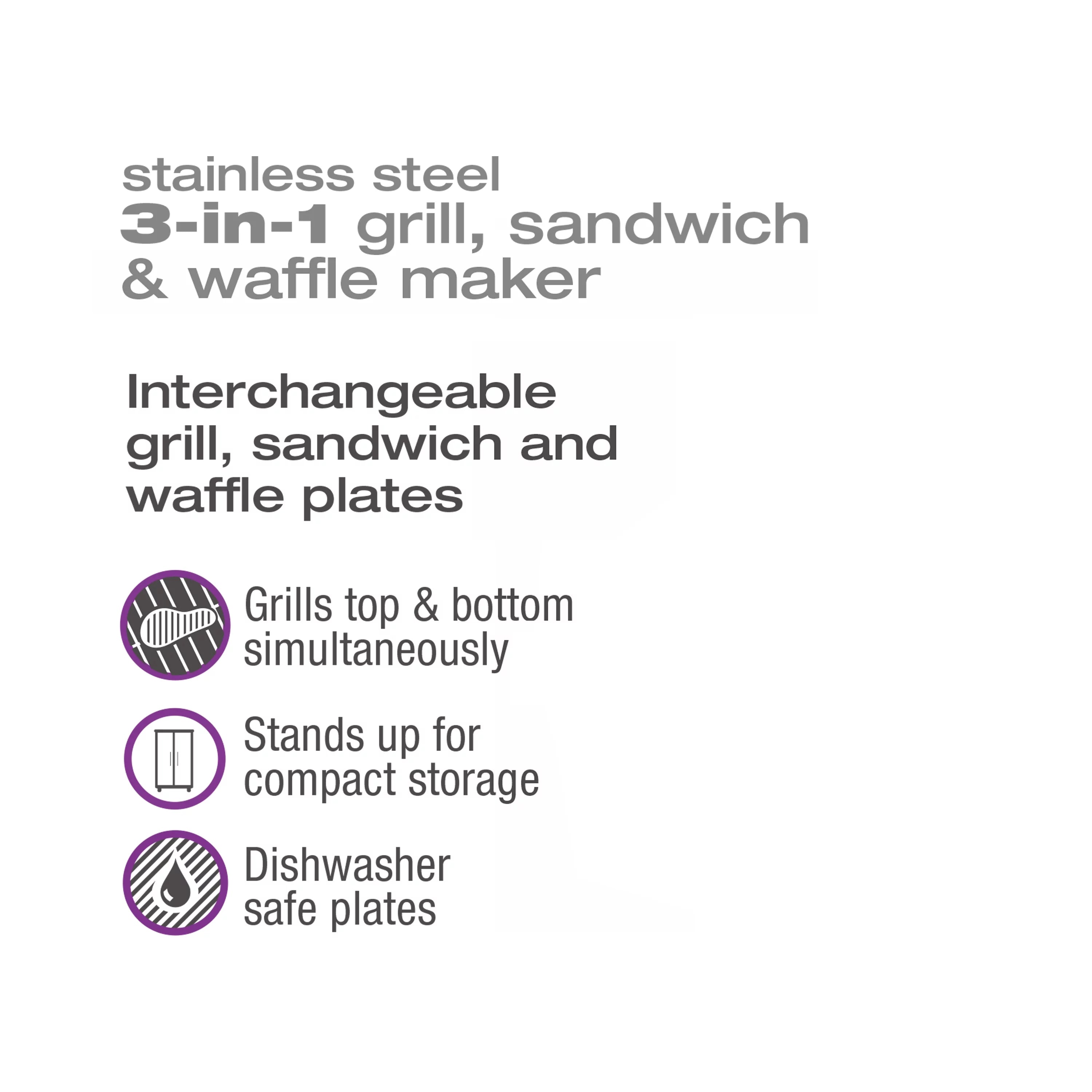 3 in 1 Grill, Sandwich & Waffle Maker T2428