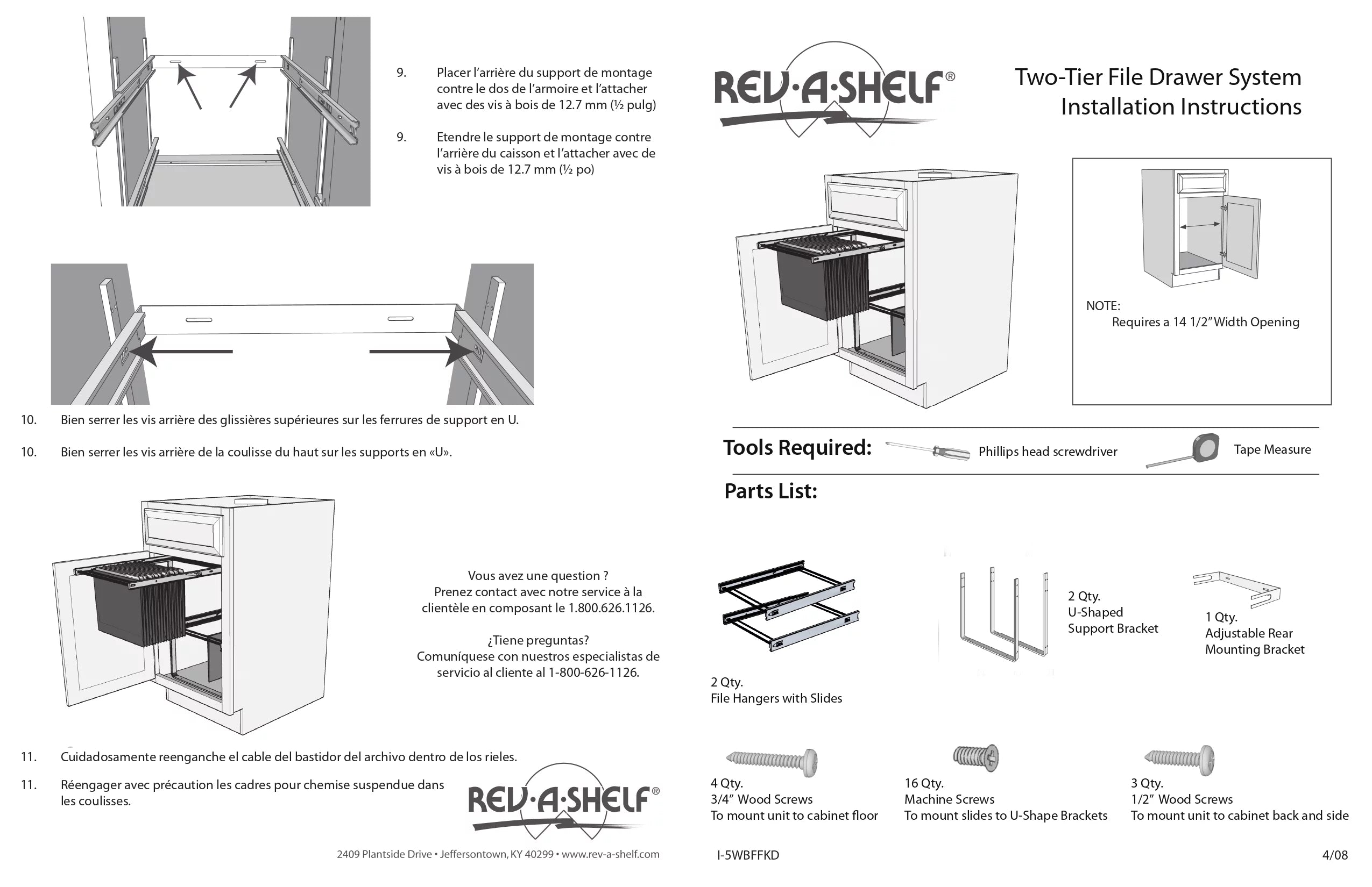 2-Tier 14.5" Base Cabinet File Drawer Organizer P698774