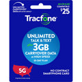 Tracfone $25 Smartphone Unlimited Talk & Text 30-Day Prepaid Plan (3GB at high speeds*) e-PIN Top Up (Email Delivery)