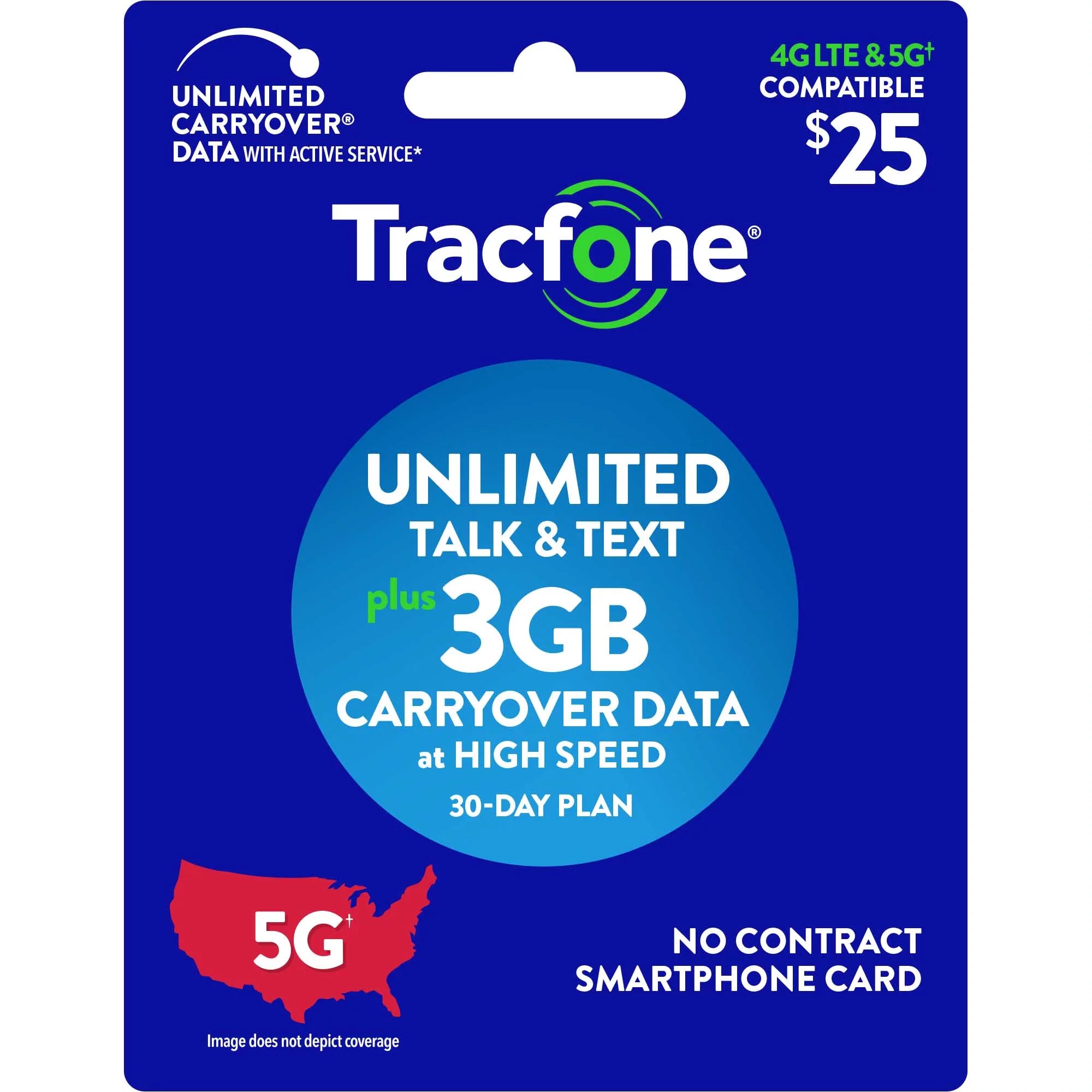 Tracfone $25 Smartphone Unlimited Talk & Text 30-Day Prepaid Plan (3GB at high speeds*) e-PIN Top Up (Email Delivery)