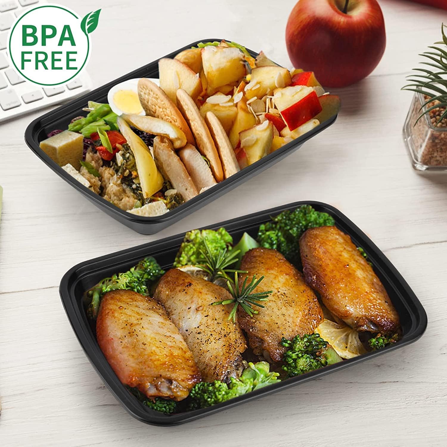Meal Prep Containers with Lids 50-Pack, Reusable Plastic Food Storage, Microwave & Dishwasher Safe W546596