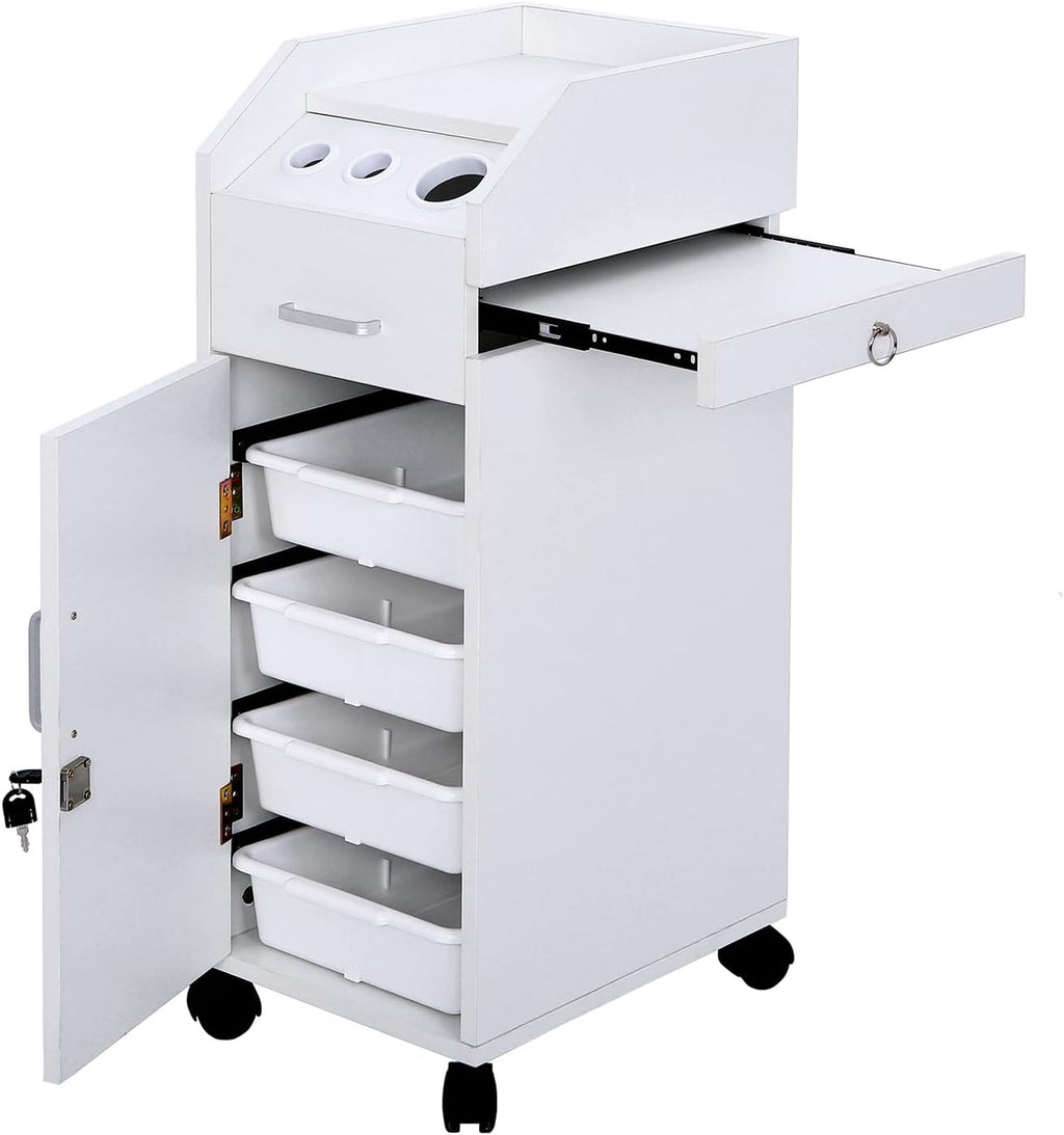 Hair Salon Storage Cart with Wheels and Drawers L7557