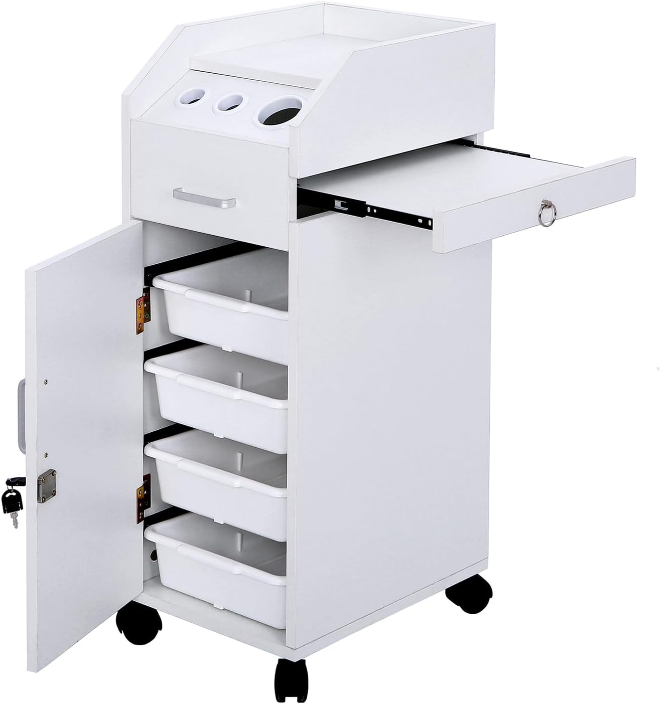 Hair Salon Storage Cart with Wheels and Drawers L7557