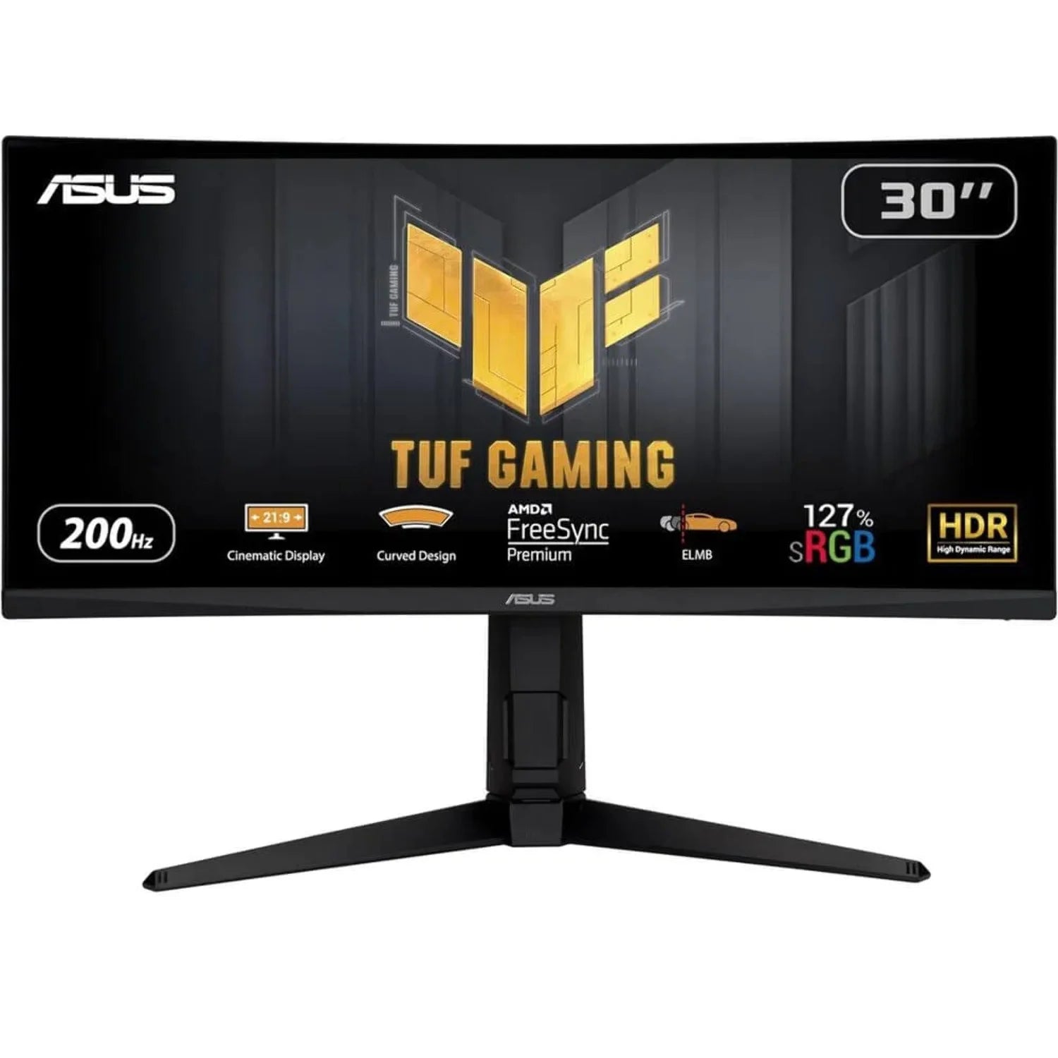 ASUS TUF Gaming 30" 21:9 1080P Ultrawide Curved HDR Monitor (VG30VQL1A) - WFHD (2560 x 1080), 200Hz (Supports 144Hz), 1ms, Extreme Low Motion Blur, FreeSync Premium, Eye Care, DisplayPort, HDMI