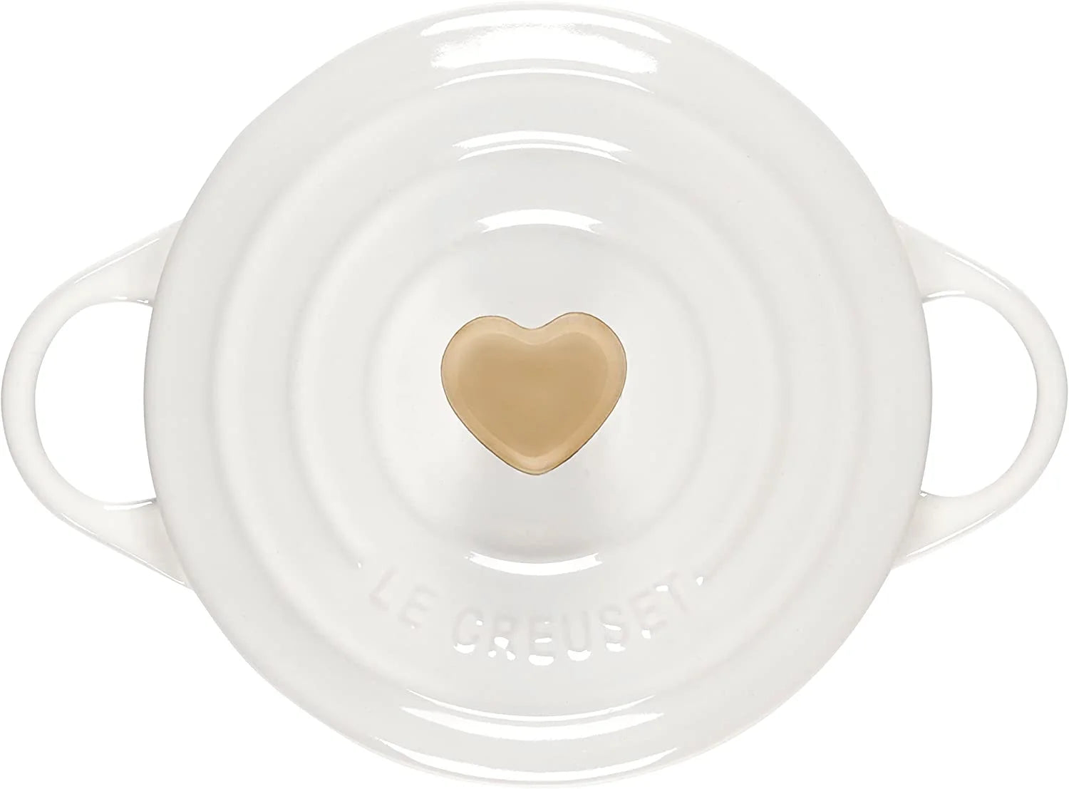 White Mini Round Cocotte with Gold Heart Knob K836