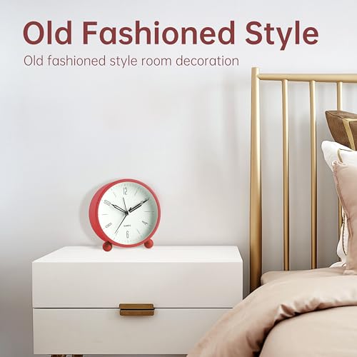 4 Inch Silent Non Ticking Alarm Clock with Night Light, Battery Operated F8892