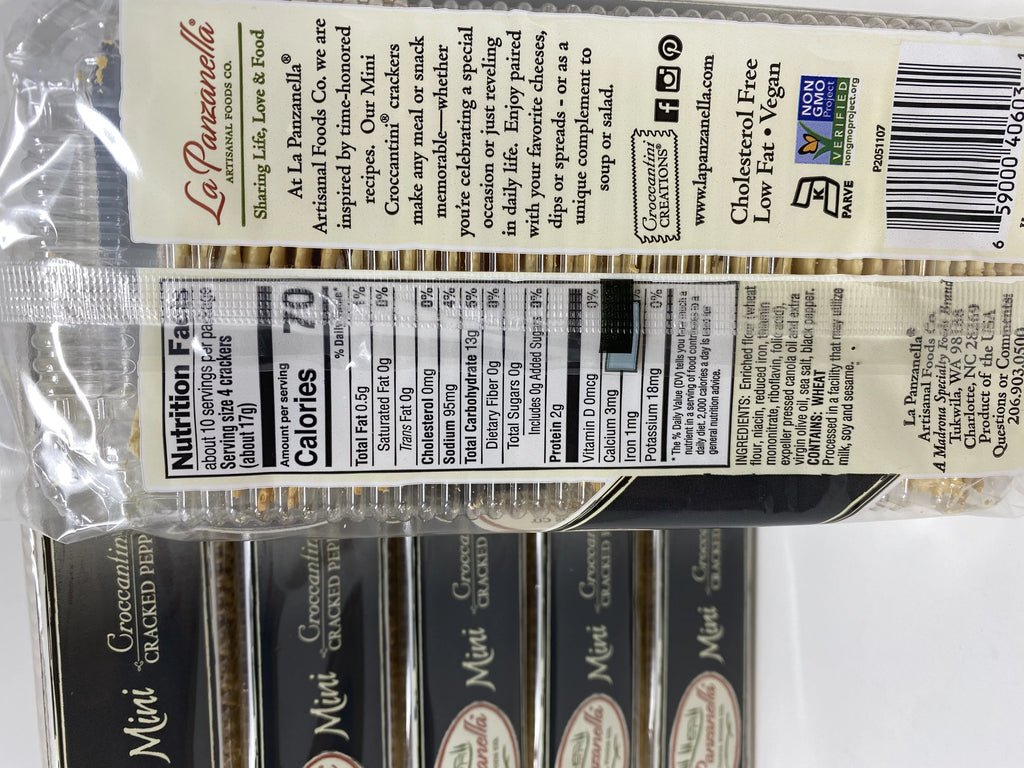Artisan Crackers Mini Croccantini Cracked Pepper Flatbread, 6oz Pack of 6 Q641229