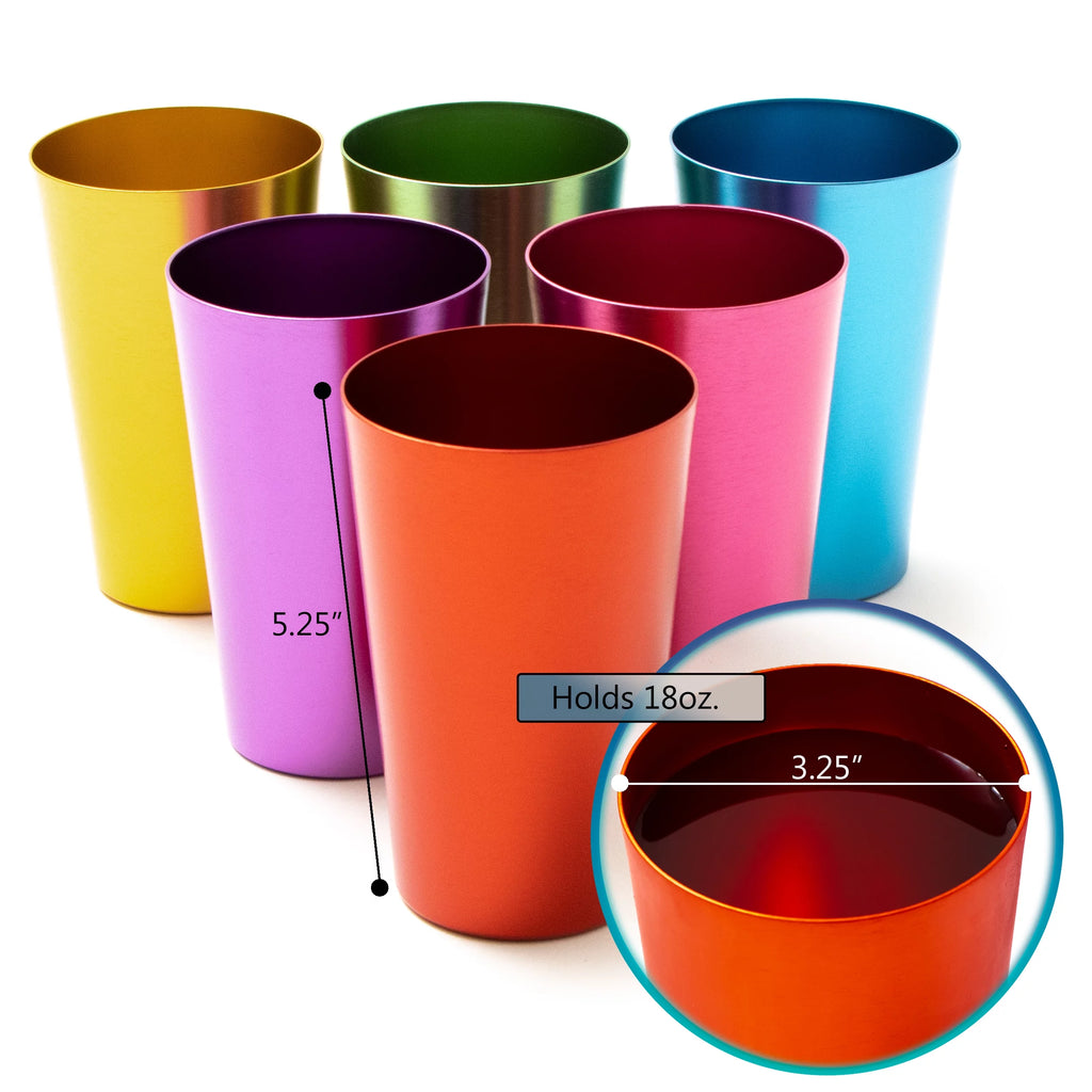 Retro Aluminum Tumblers 20 oz, 6 Cups, Assorted Colors H887