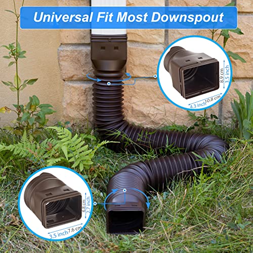 Flexible Gutter Downspout Extensions with Connector, 2 Pack, 60"+70", Black F30774