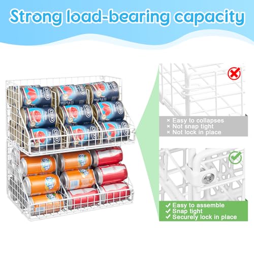 Stackable Can Rack Organizer for Pantry Storage with Adjustable Dividers, 2-Tier Metal Wire Basket Q858942