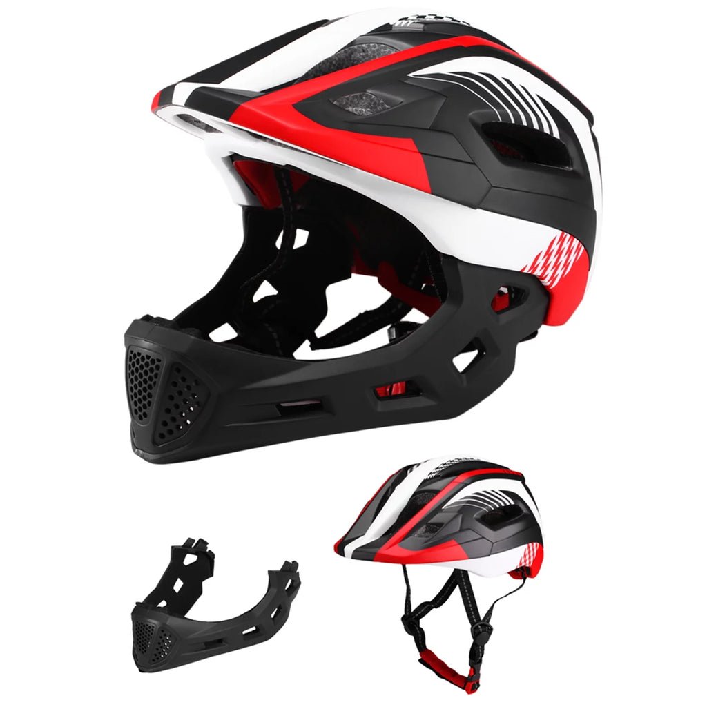 Lixada Kids Detachable Full Face Bike Helmet - Breathable Ultralight Cycling Safety Helmet for Skateboard Roller Skating - Adjustable Strap, Ventilated Design - Ideal for Outdoor Adventures