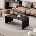 47.2" Minimalist Coffee Table with Curved Art Deco Design,Retro Multifunctional Cocktail Table for Living Room,Dining Room,Easy Assembly (Natural Wood Wash)