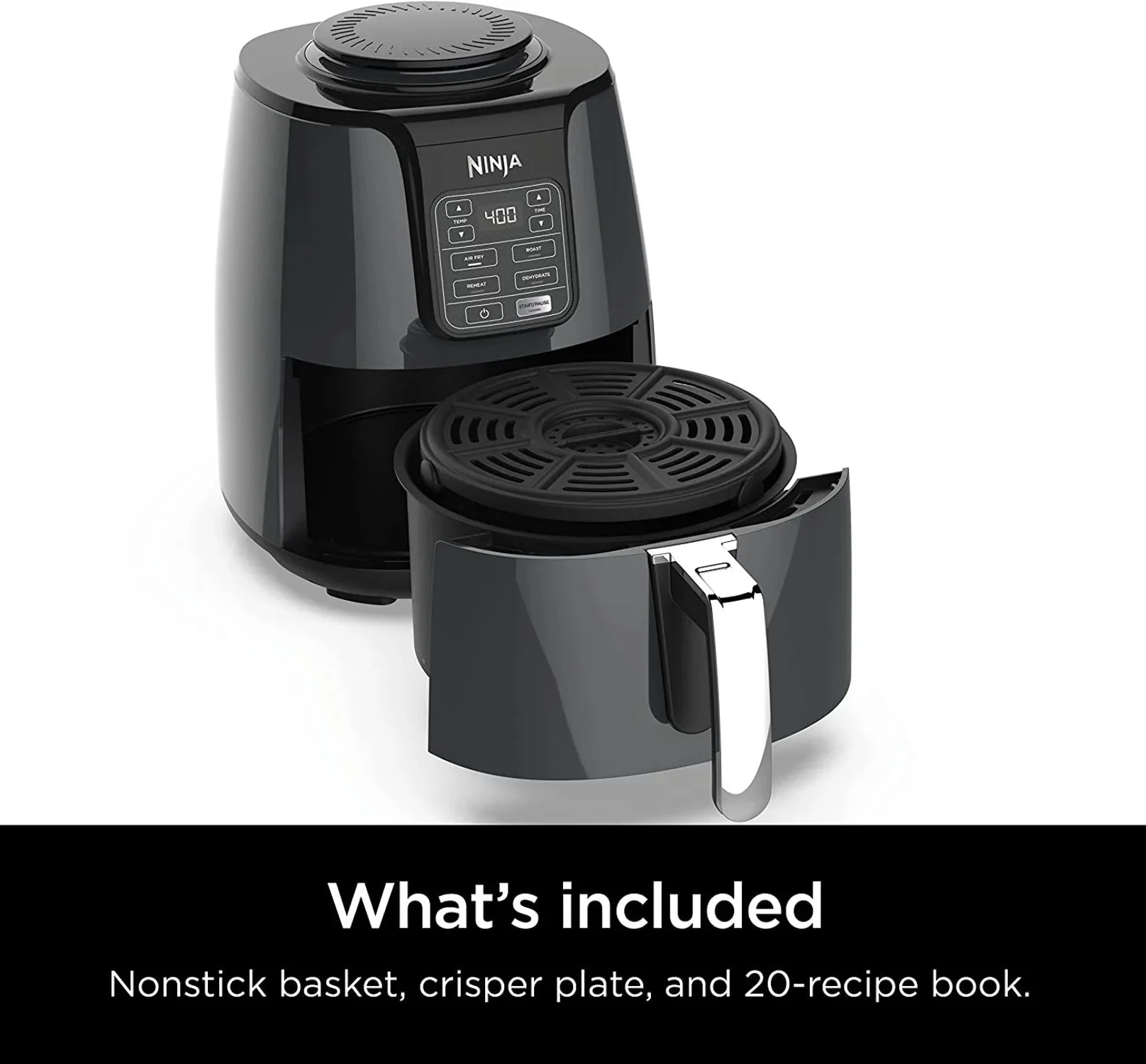 Air Fryer 4 Quart, Crisps Roasts Reheats Dehydrates, Grey Y8023