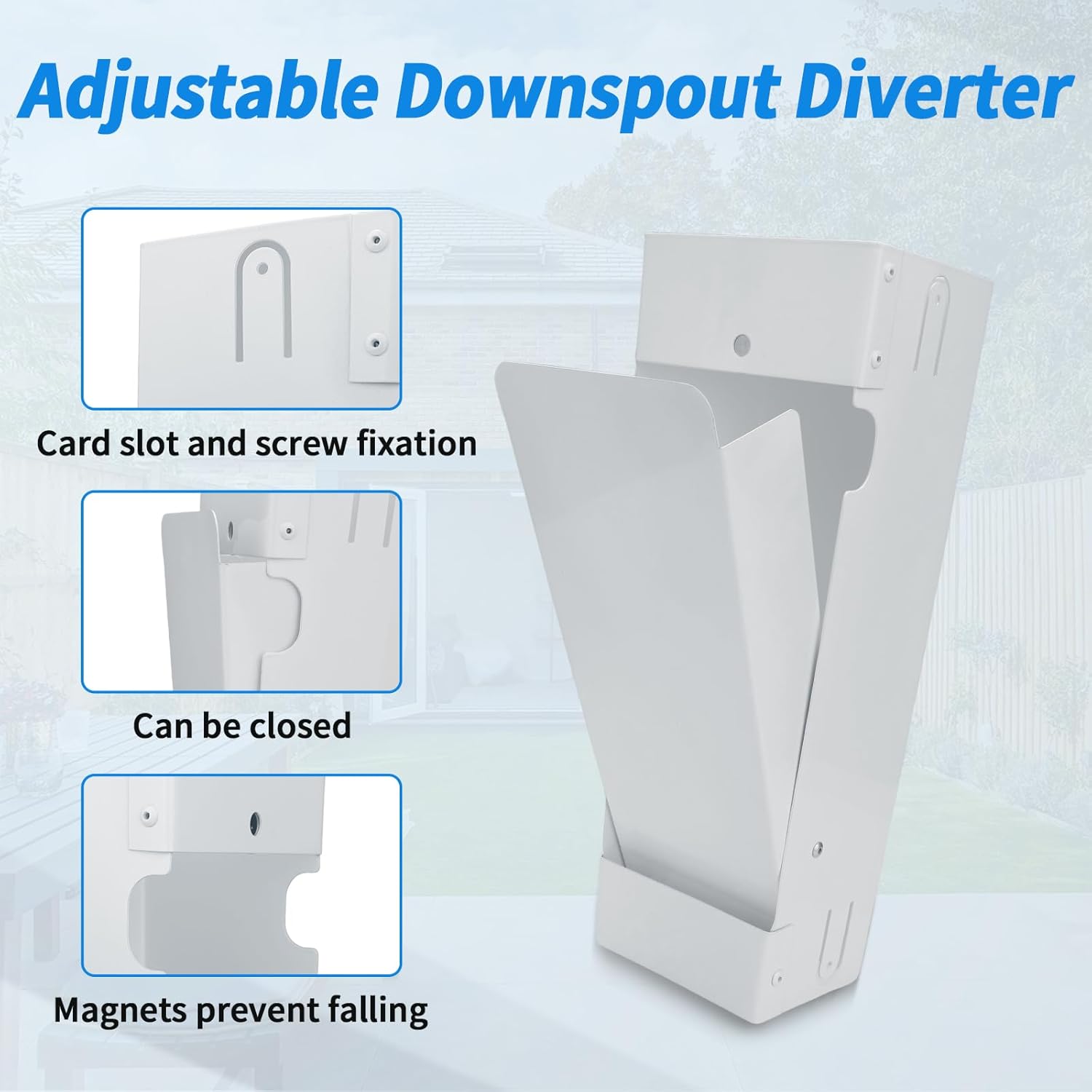 Rainwater Diverter for 3"x4" Downspout, Adjustable Gutter Collection Kit with Screws Y781