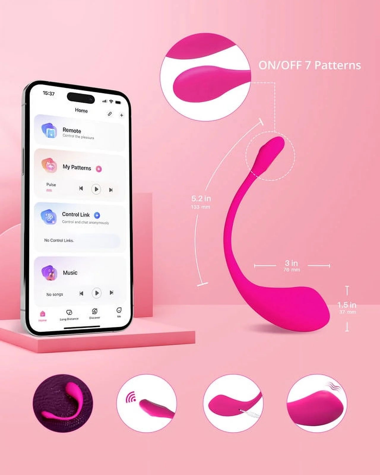 Wireless Bullet Vibrator for Women - Pink B8020