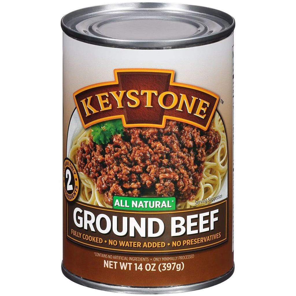 Ground Beef 14 oz Can Fully Cooked, Emergency Food for Camping Hiking Z34738