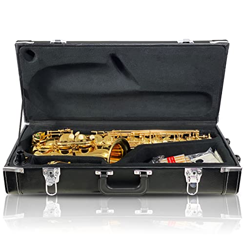 Portable Alto Saxophone Case with Lock, Waterproof Leather Gig Bag I47656