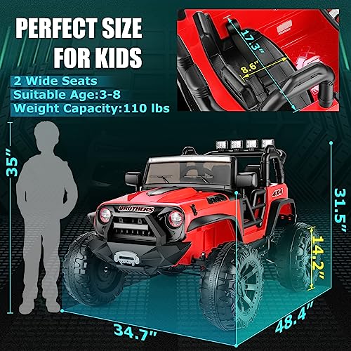 24V Ride on Car Truck with Remote Control, 2 Seater Kids Electric Jeep, Pink Y76383