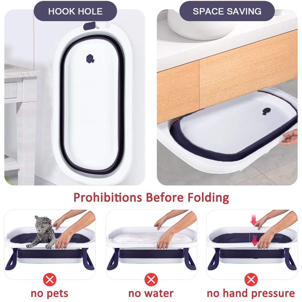 Folding Baby Bathtub with Support Seat for Newborns and Toddlers, Blue P60450