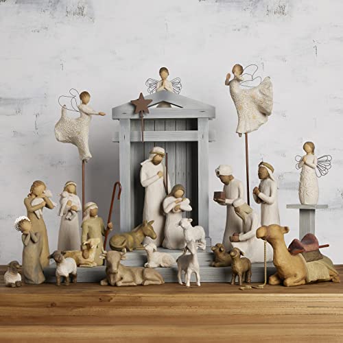 Nativity Scene with Elevated Angels, 25-Piece Set I950