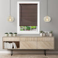 Ergode Cordless GII Luna 2" Vinyl Plantation Blind - Wood Grain Texture, Cordless Lift - 32x64 Mahogany - Child and Pet Safe