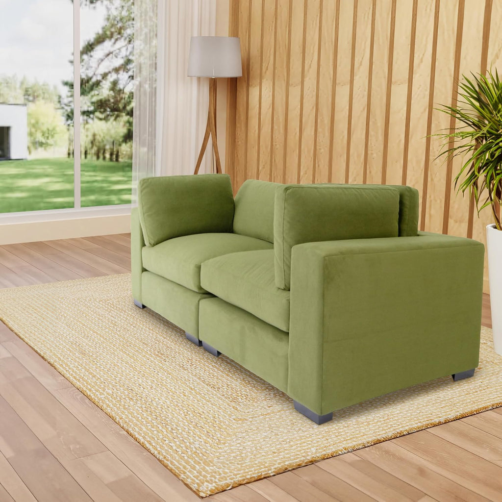 Green Loveseat Sofa for Living Room, Modern Mini Couch with Solid Wood Frame E836092