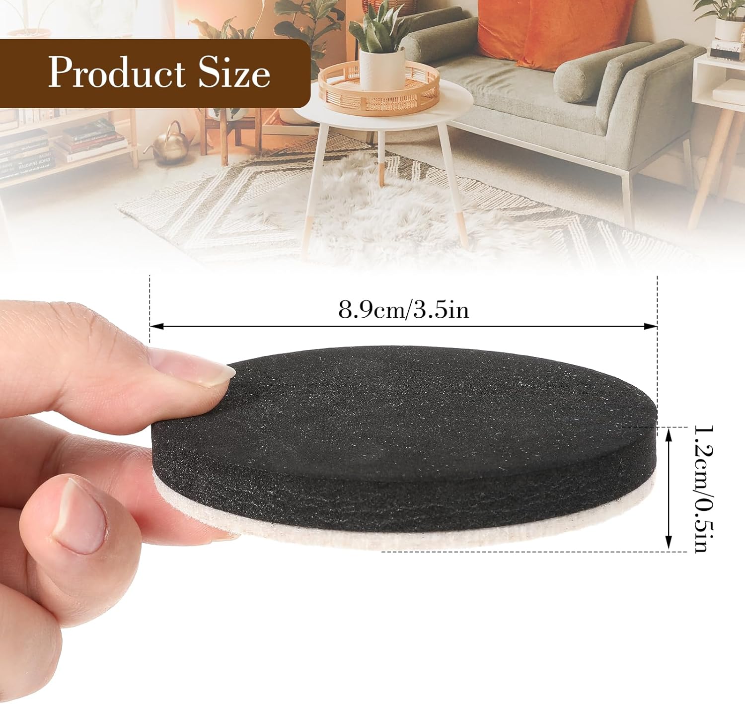 Felt Furniture Sliders for Hardwood Floors, 3.5 Inches Reusable Movers B153526