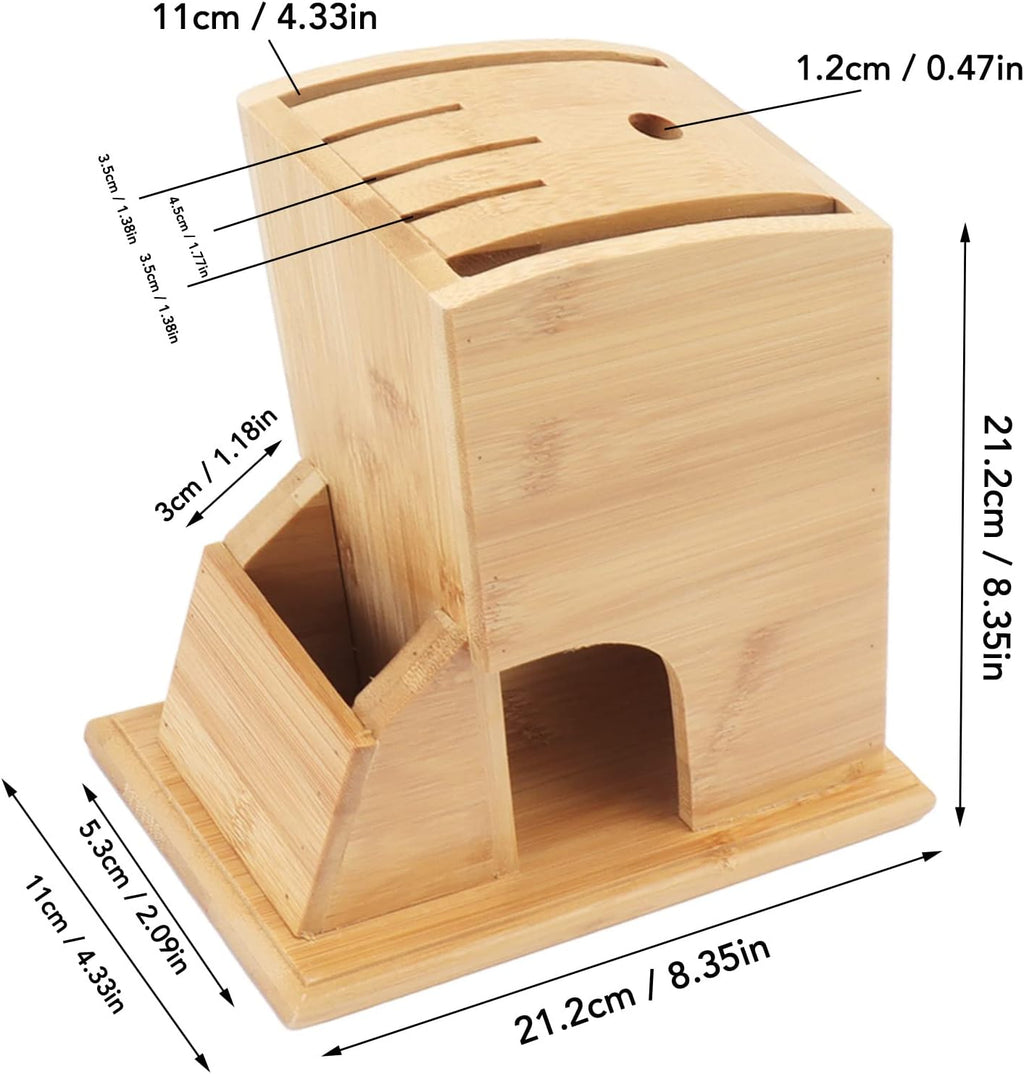 Wooden Knife Block with Non-Slip Felt Mat for Kitchen Countertop J65363