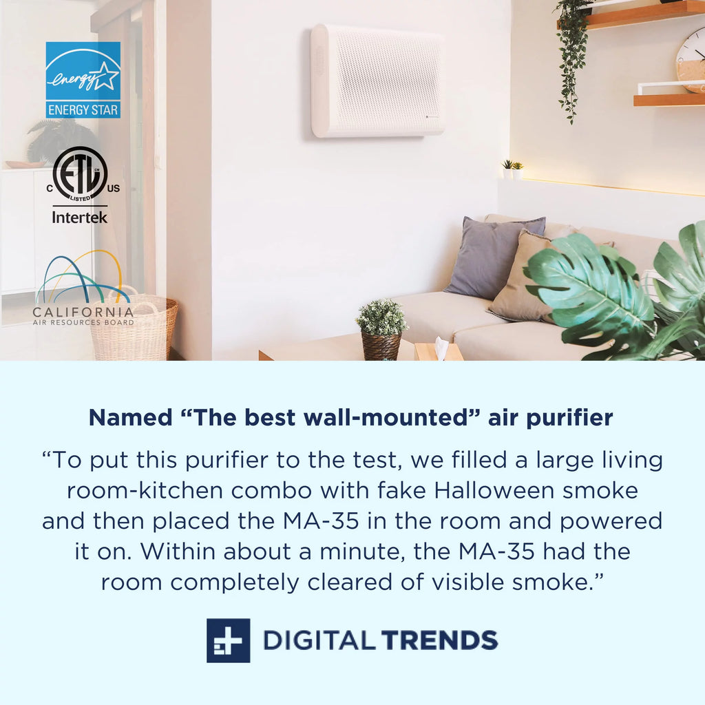 Wall-Mounted Air Purifier with HEPA Filter, 1280 sq ft Coverage I958