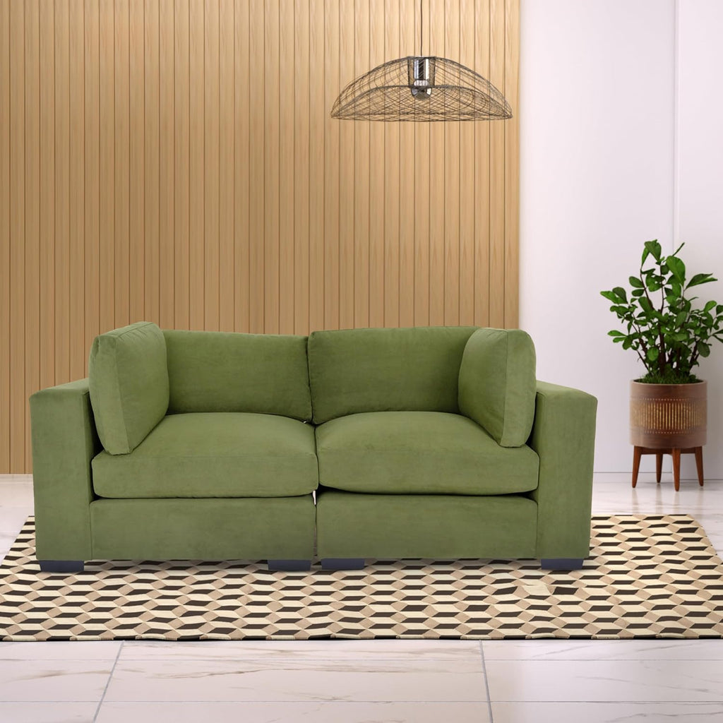 Green Loveseat Sofa for Living Room, Modern Mini Couch with Solid Wood Frame E836092