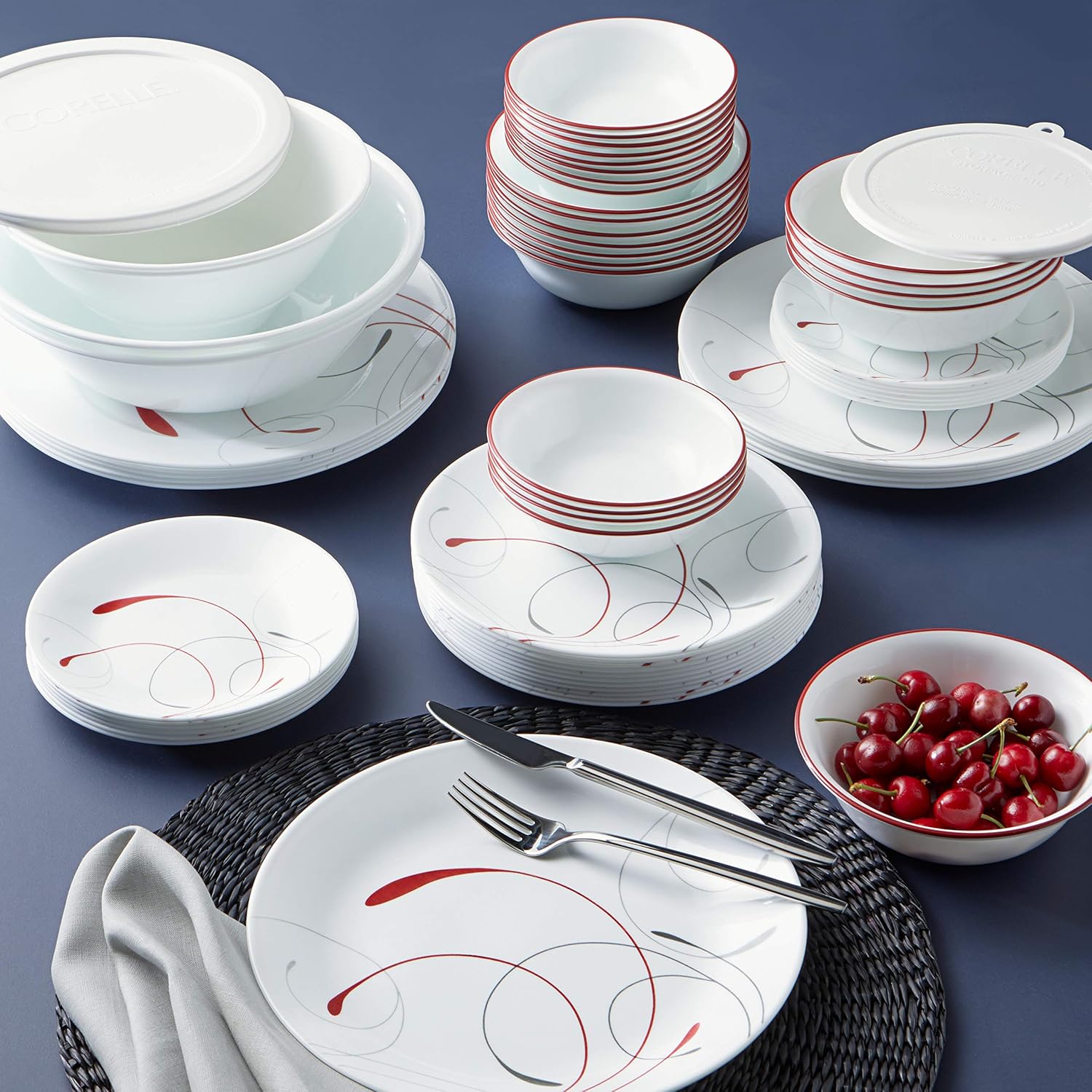 78-Piece Dinnerware Set for 12, Triple Layer Glass, Chip Resistant, Lightweight Plates and Bowls O18330