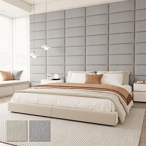 3D Soundproof Wall Panels Peel and Stick Headboard, 6 Panels, Gray E9826