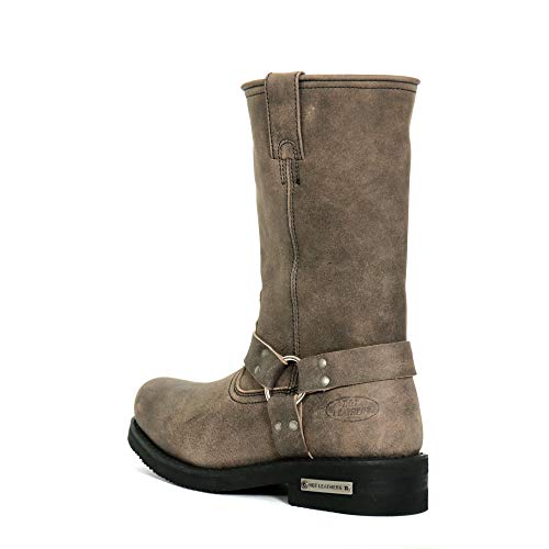 Men's Stone Wash Brown 11-inch Tall Harness Leather Boots B8500