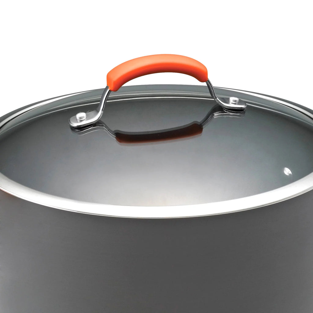Nonstick Pots and Pans Set, 14 Piece, Gray with Orange Handles H8050