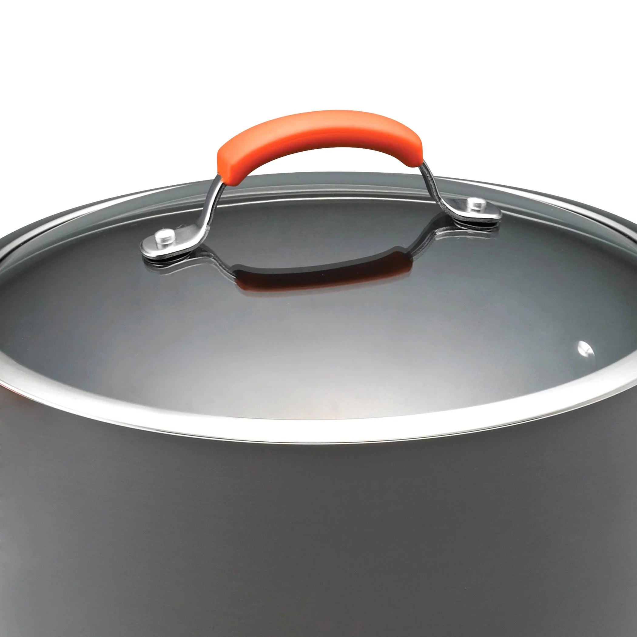 Nonstick Pots and Pans Set, 14 Piece, Gray with Orange Handles H8050