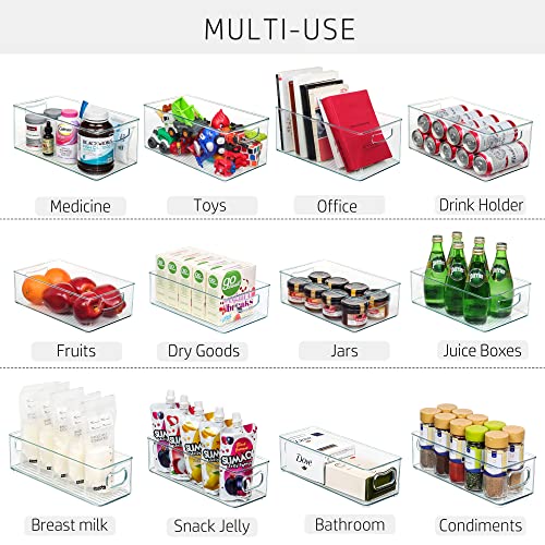 Stackable Pantry Organizer Bins with Handles, Clear Plastic Storage U5740