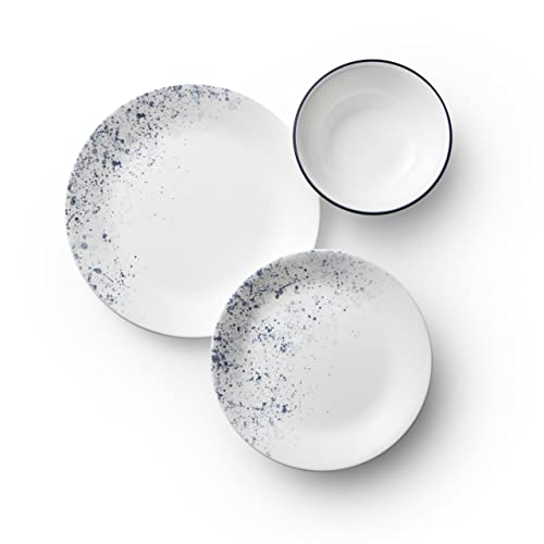 18-Piece Dinnerware Set for 6, Triple Layer Glass, Chip Resistant, Lightweight Round Plates and Bowls S481