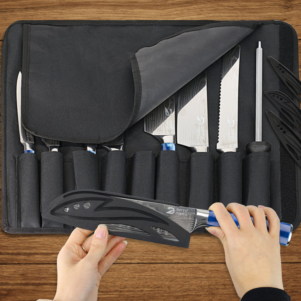 Kitchen Knife Set, 8 Pcs Stainless Steel Chef Knife Set, Blue U570483