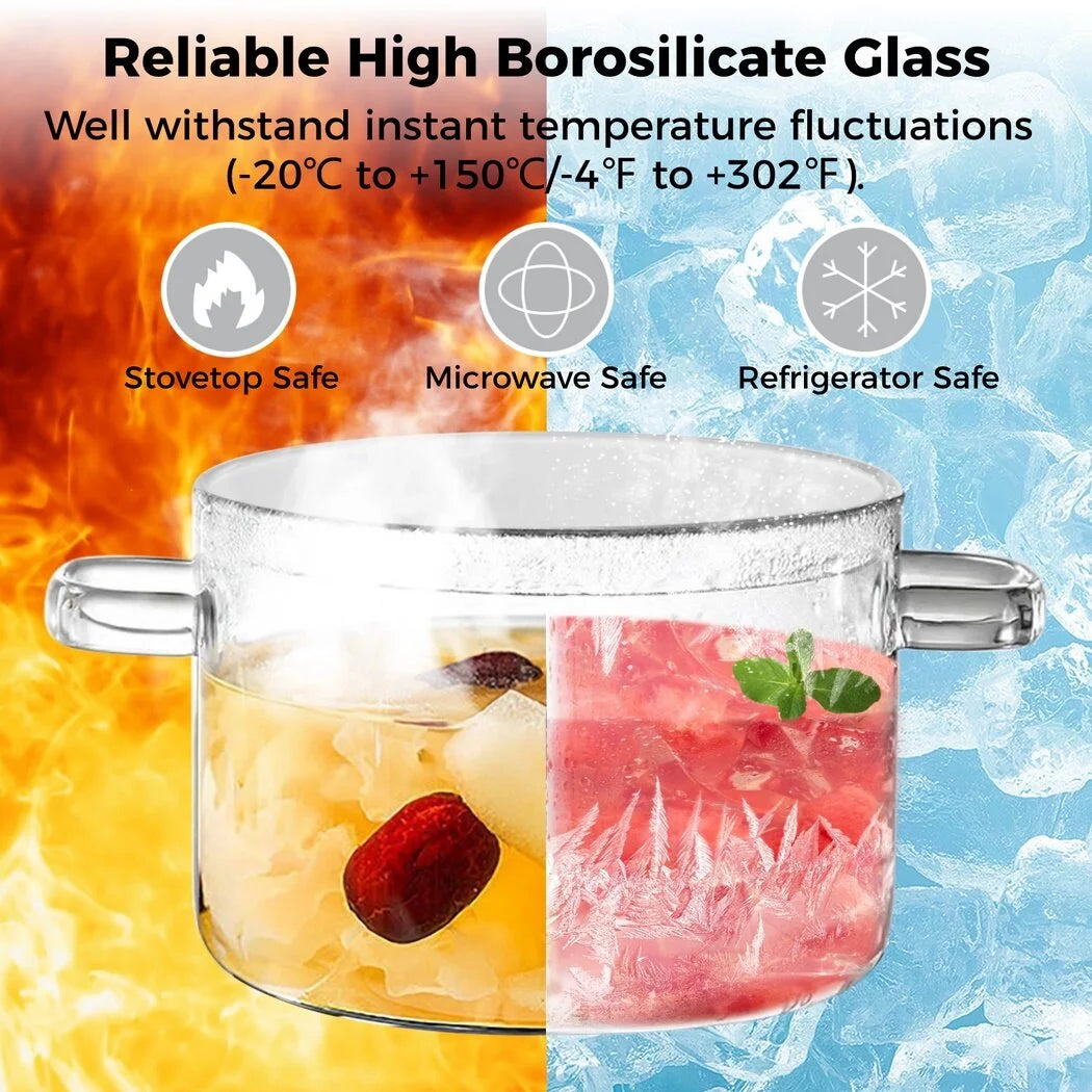 Glass Stovetop Saucepan with Lid, 64oz Pasta Pot H108367