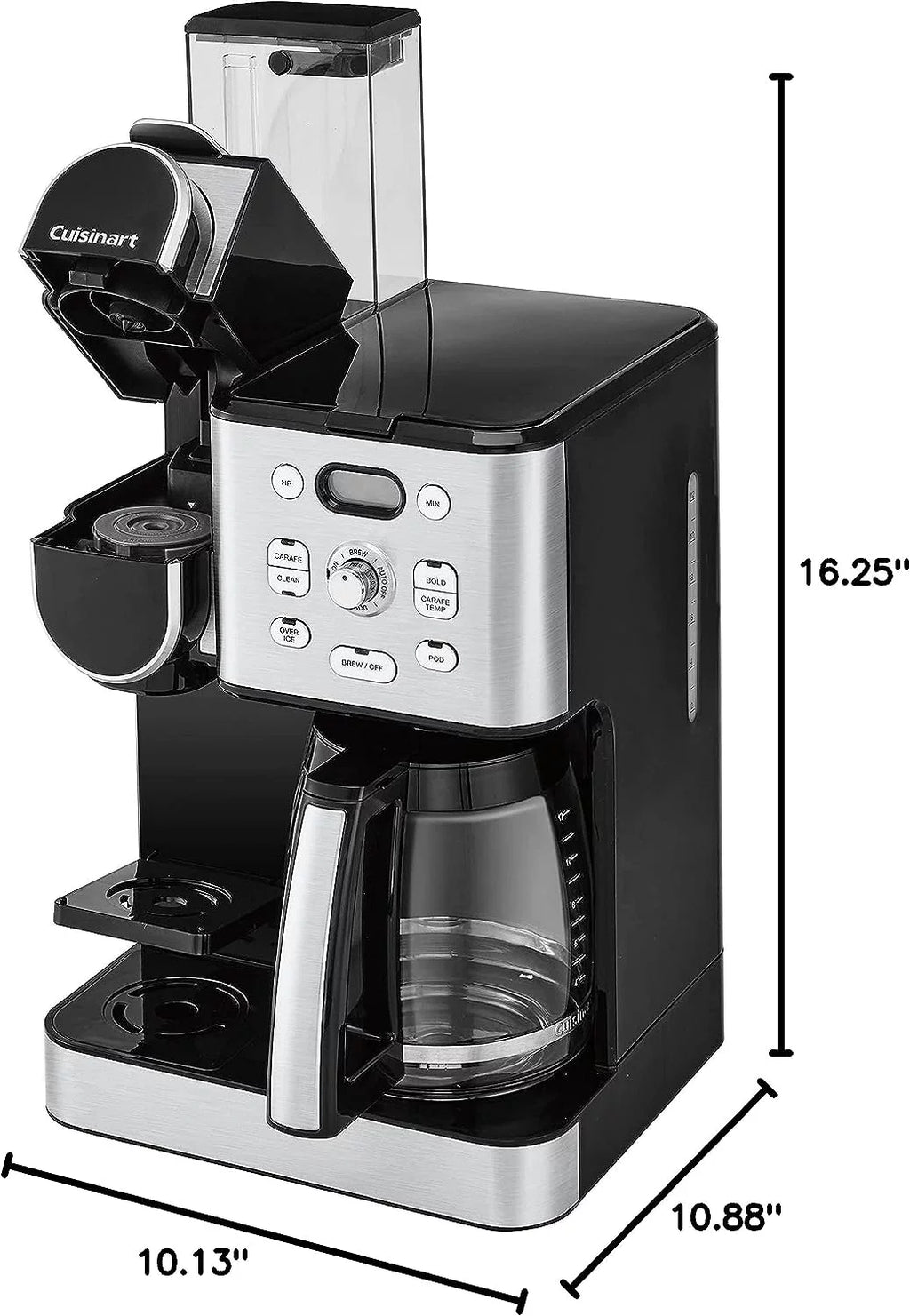 12-Cup Coffeemaker and Single-Serve Brewer, White Stainless Steel T316