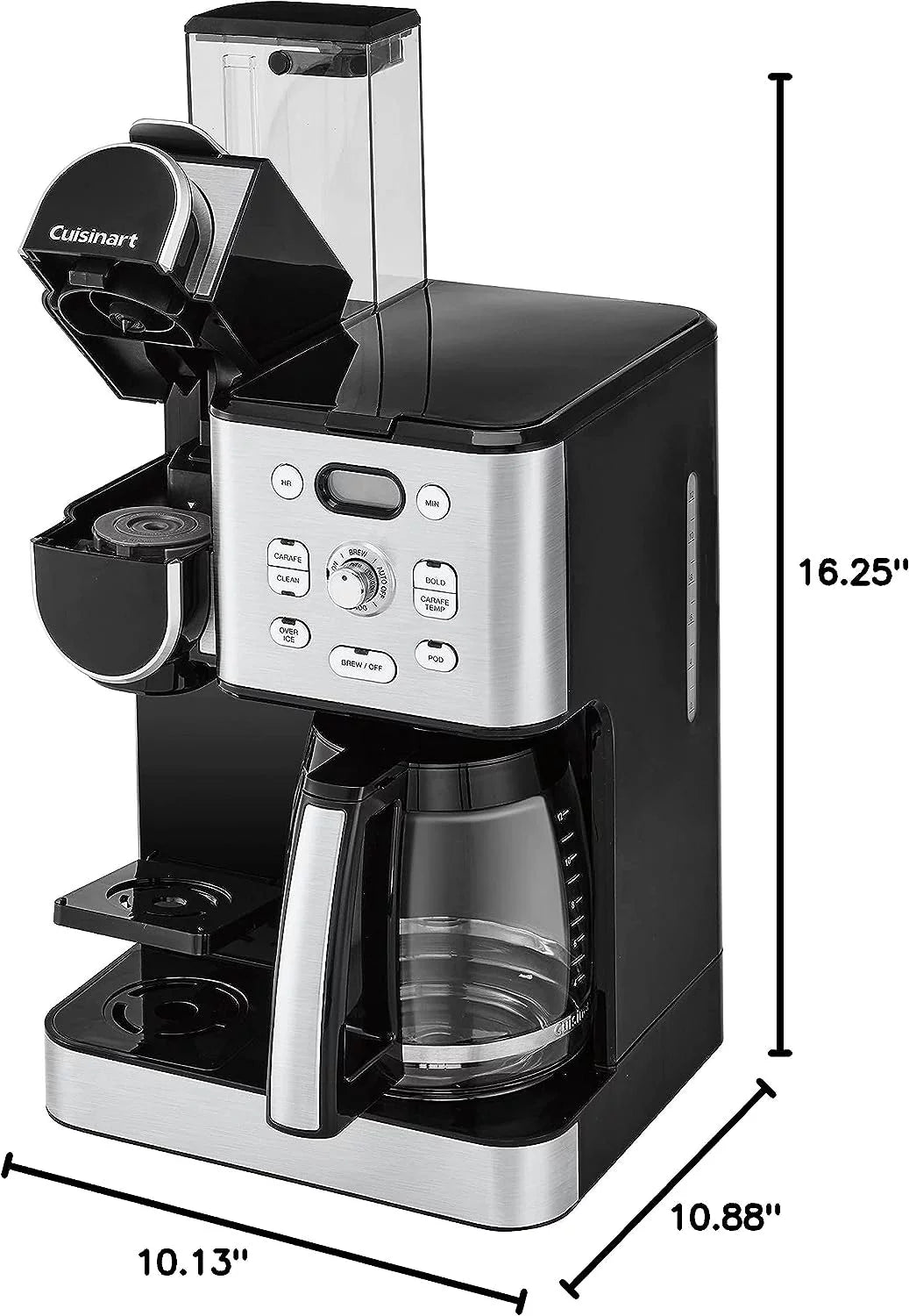 12-Cup Coffeemaker and Single-Serve Brewer, White Stainless Steel T316