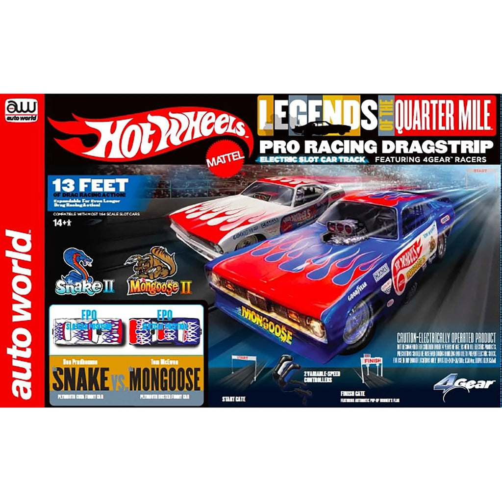 Hot Wheels Slot Car Drag Racing Set - 13' Dragstrip with 2 Variable Speed Cars U246388