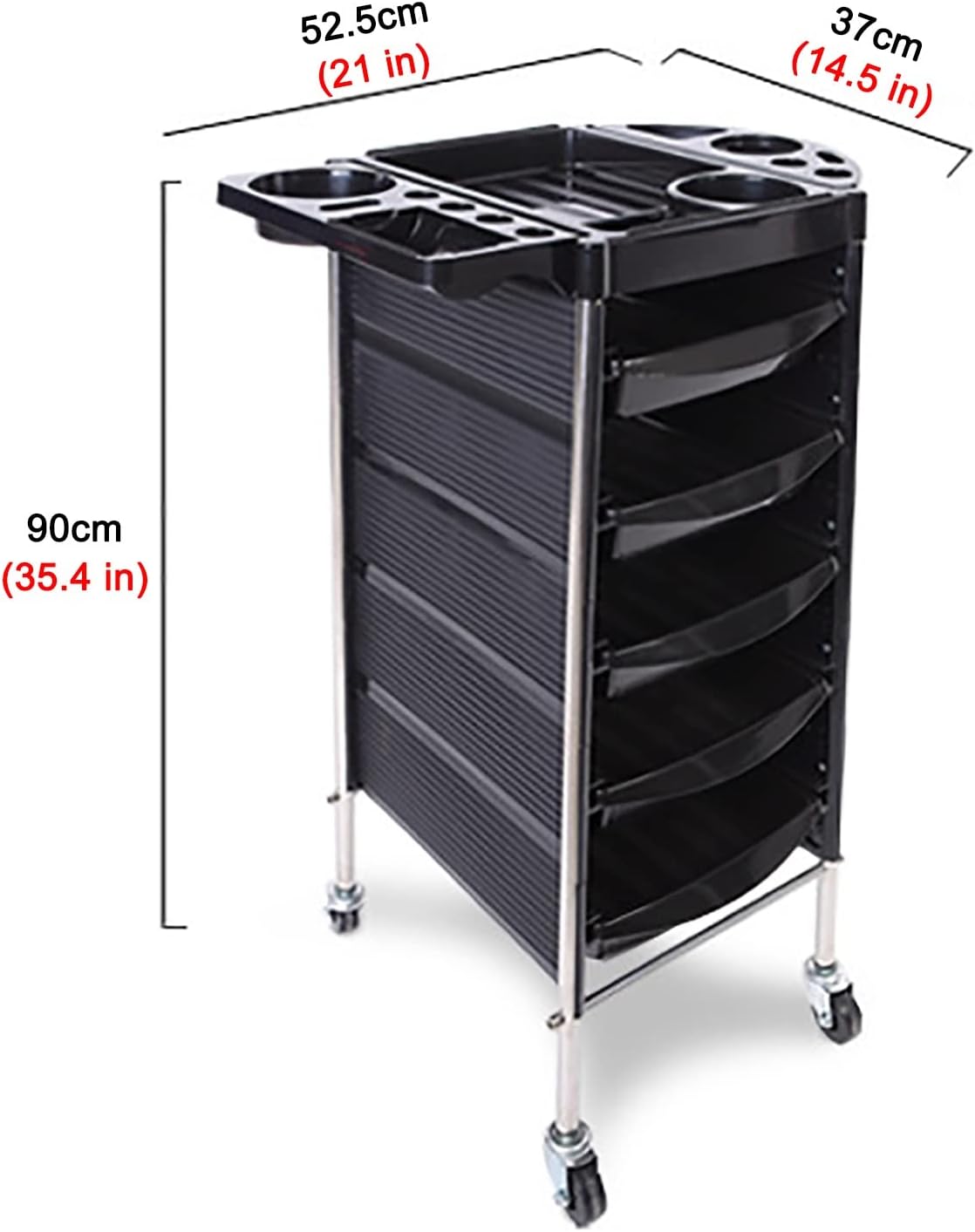 Beauty Salon Trolley with 5 Drawers, Rolling Wheels, Black R512