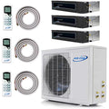 Multi Zone Mini Split Ductless Air Conditioner Tri 3 Zone 12000 12000 12000 Pre-Charged Inverter Compressor Includes Three Free 25 ft Linesets Slim Duct US Parts