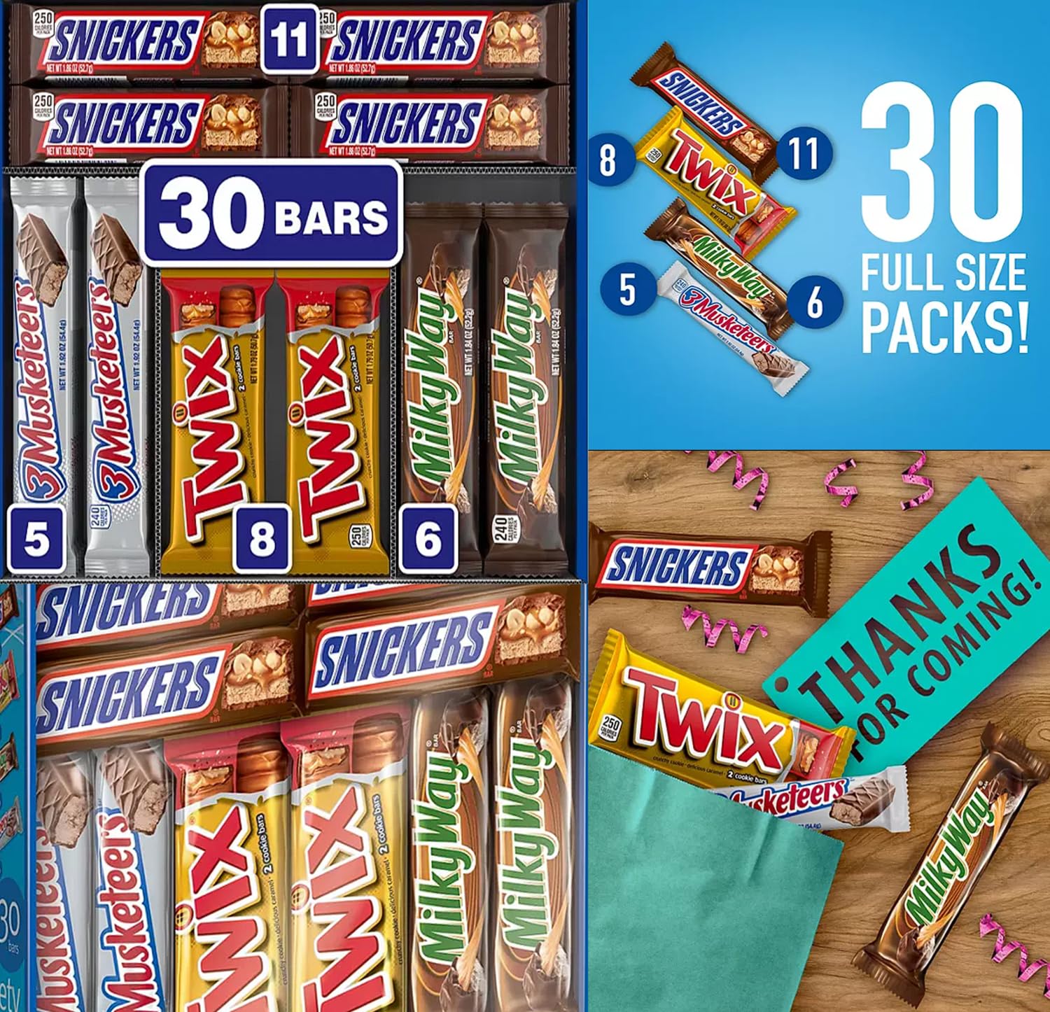 Chocolate Candy Bars Variety Pack (30 ct.) W454