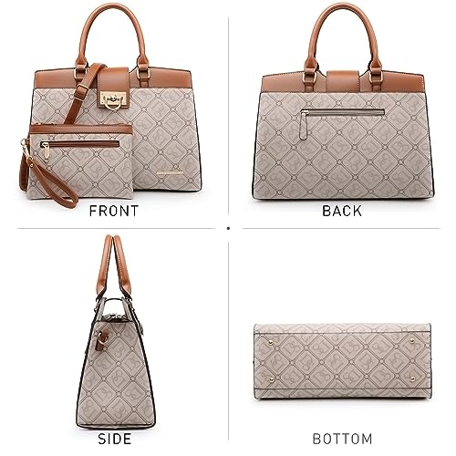 Monogram Satchel Purse Large Tote Ladies Handbag Shoulder Bags Top Handle Work Bag 2pcs Set I859